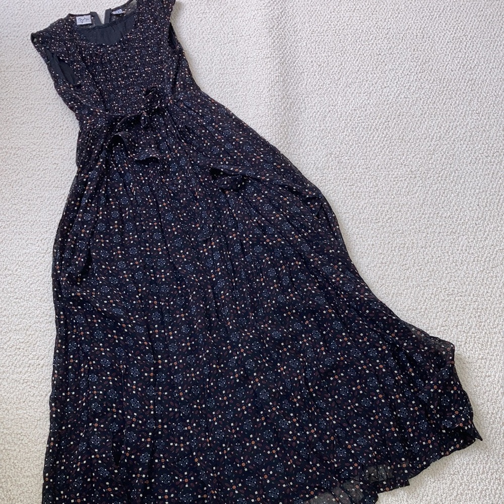 Vintage  Pleated 90s Cottage Core Grunge Maxi Dress